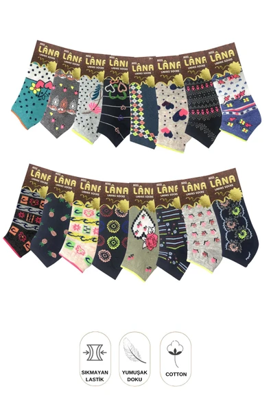 Yazlık Penye - Kadın Patik Çorap 8'li (8 Adet) Parfümlü Desenli - 2
