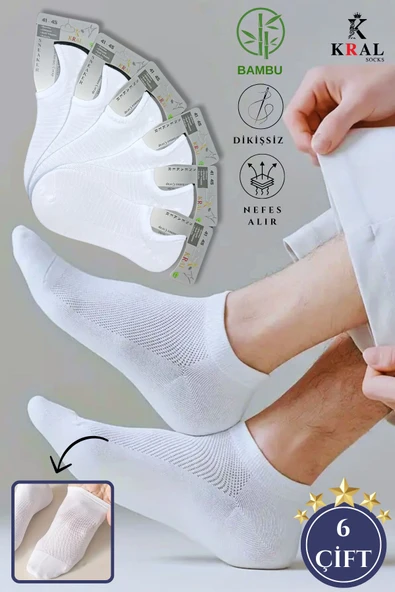 Erkek Snikers (6 ÇİFT) Bambu Dikişsiz Hassas Dokuma Terletmez Bambu Çorap