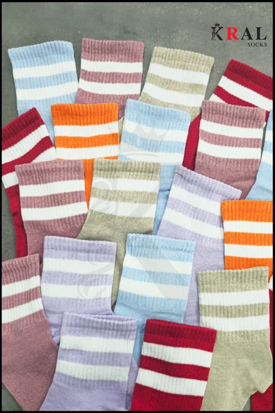 Unisex (6 ÇİFT) Soft Renkler Model Pamuklu Terletmez Çorap Seti - 5