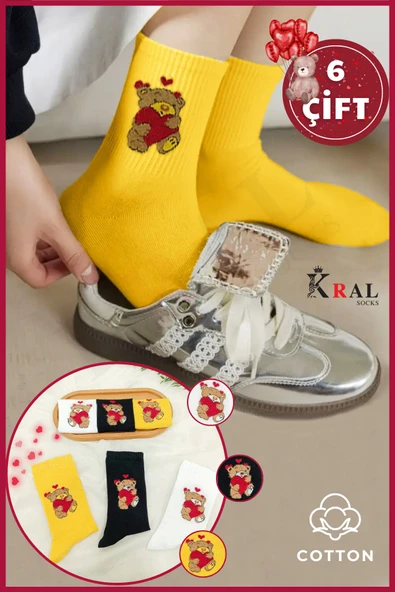 Kadın (6 ÇİFT) Çeyrek Soket Soft AŞK Model Pamuklu Terletmez Çorap Seti
