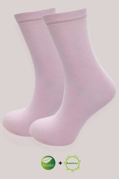 Kadın Çorabı (Bambu + Modal) Ter Emici Dikişsiz Trend Model Soket Uzun Çorap (5 ÇİFT) Asorti Renk - 4