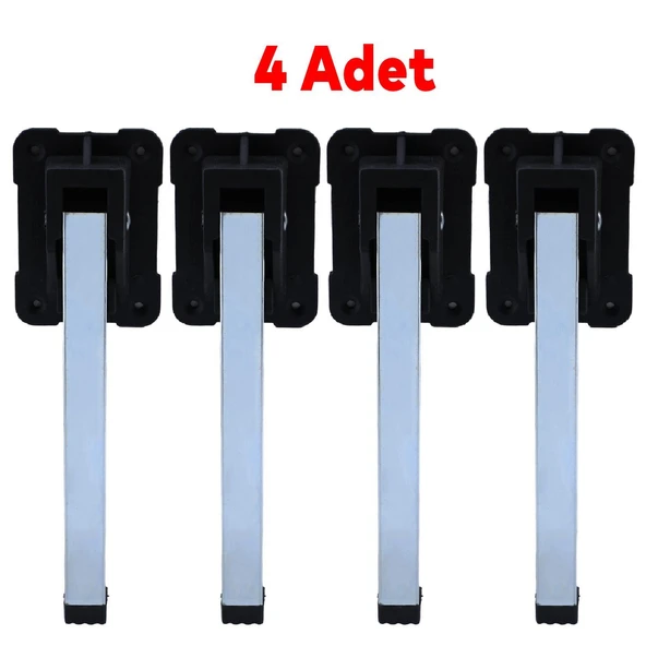 Metal Sofra Ayağı Plastik Siyah Taban Katlanır Yer Sofrası Sini Altı 20 cm (4 Adet) - 3