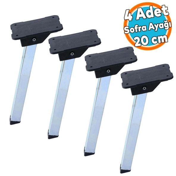 Metal Sofra Ayağı Plastik Siyah Taban Katlanır Yer Sofrası Sini Altı 20 cm (4 Adet)