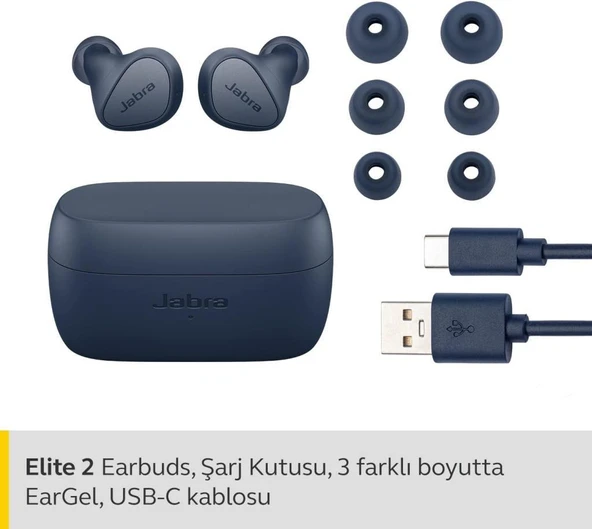 Jabra Elite 2 TWS Kulak İçi Bluetooth Kulaklık Lacivert Outlet - 3