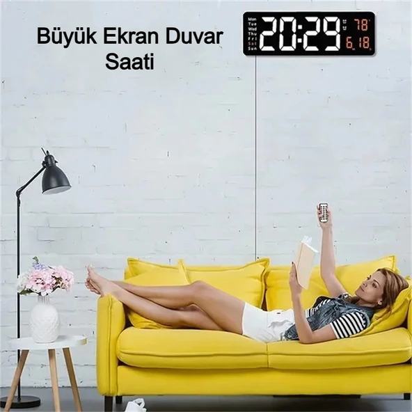 Uzaktan Kumandalı LED Dijital Duvar Saati Geri Sayım Tarih Sıcaklık Çift Alarm Özellikli - 6