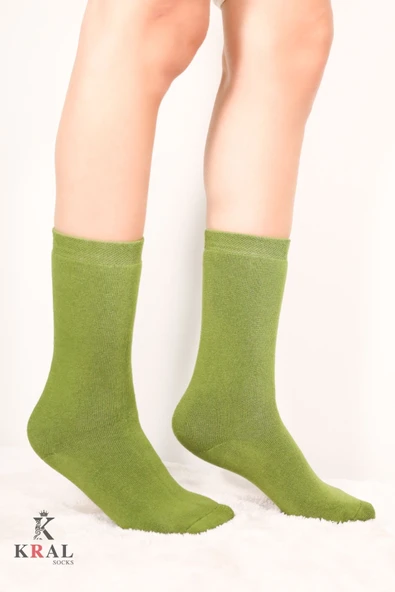 Thermo Özellikli 2X Korumalı (5 Çift) Kadın Termal Renkli Kışlık Yün Havlu Çorap - 7