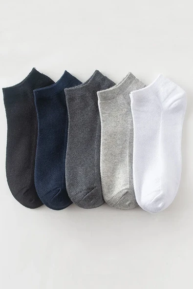 Erkek Çorap Pamuklu Extra Konforlu Ve Yumuşak File Vedili 5 Çift Kutulu Çorap Seti - 5