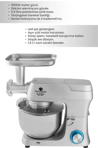 Awox Kitchen Queen 1516 Mutfak Şefi Gri - 2