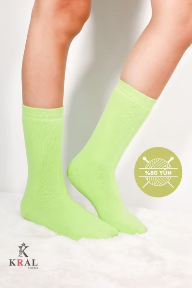 Thermo Özellikli 2X Korumalı (5 Çift) Kadın Termal Renkli Kışlık Yün Havlu Çorap - 4