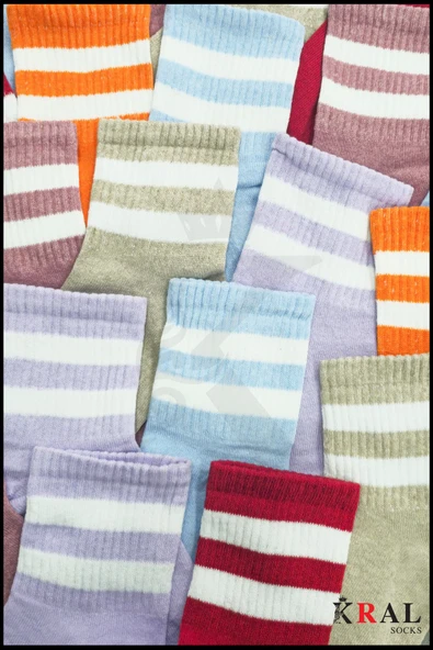 Unisex (6 ÇİFT) Soft Renkler Model Pamuklu Terletmez Çorap Seti - 2