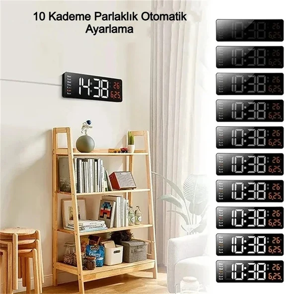 Uzaktan Kumandalı LED Dijital Duvar Saati Geri Sayım Tarih Sıcaklık Çift Alarm Özellikli - 7