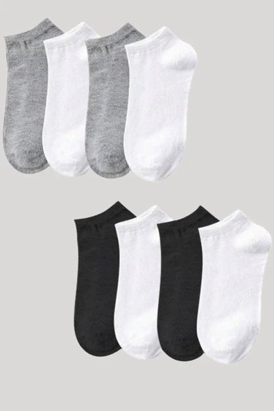 Kadın - Erkek (8 Lİ - 8 ÇİFT) Pamuklu Terletmez Yazlık Görünmez Çorap Seti - 7