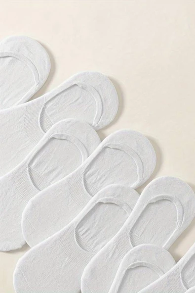 Kadın - Erkek Düz Desen (10'LU PAKET - 10 ÇİFT) Pamuklu Terletmez Babet Çorap - 5