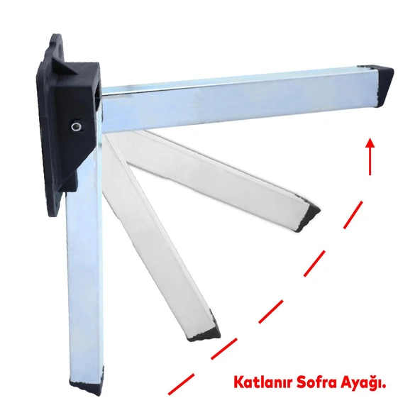 Metal Sofra Ayağı Plastik Siyah Taban Katlanır Yer Sofrası Sini Altı 20 cm (4 Adet) - 4