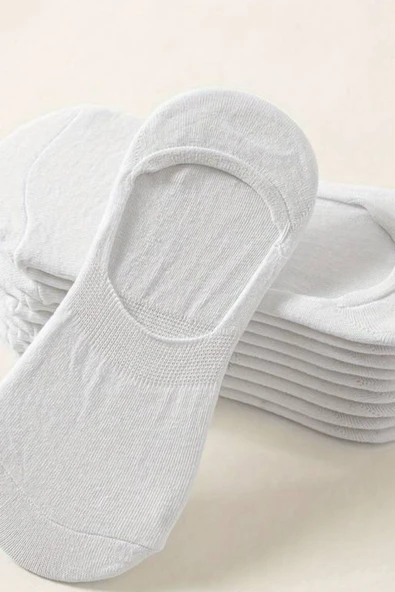 Kadın - Erkek Düz Desen (10'LU PAKET - 10 ÇİFT) Pamuklu Terletmez Babet Çorap - 6