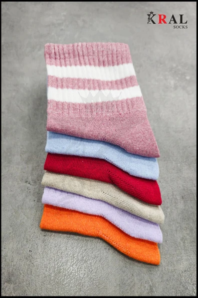 Unisex (6 ÇİFT) Soft Renkler Model Pamuklu Terletmez Çorap Seti - 3