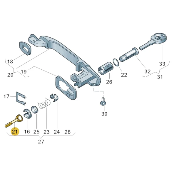 VW Polo HB 1994-2000 Ön Kapı Şifre Eksantrik Çubuğu 6N0837223A - 3