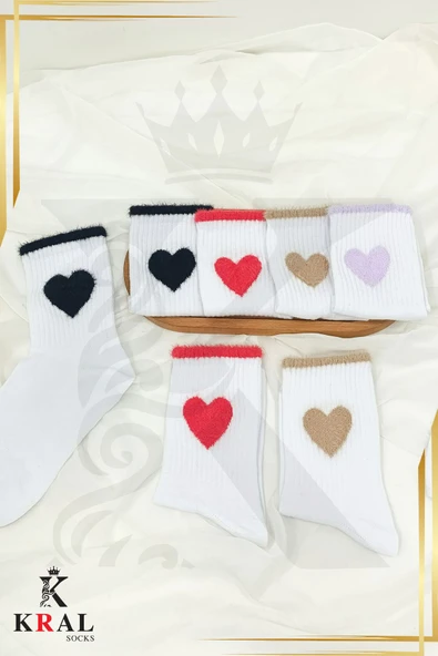Kadın (4 ÇİFT) Çeyrek Soket Soft Kalp Model Pamuklu Terletmez Çorap Seti - 6
