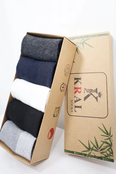 Erkek Çorap Pamuklu Extra Konforlu Ve Yumuşak File Vedili 5 Çift Kutulu Çorap Seti - 3