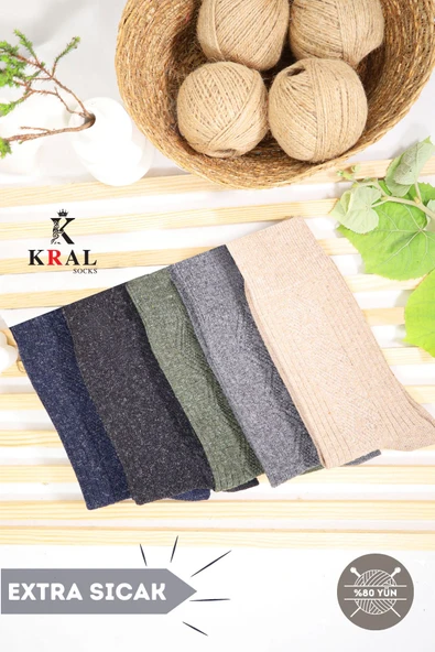 STD Lambswool 5’li Renkli Paket Dikişsiz Yün Erkek Çorap Klasik - 4