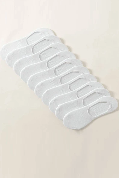 Kadın - Erkek Düz Desen (10'LU PAKET - 10 ÇİFT) Pamuklu Terletmez Babet Çorap - 8