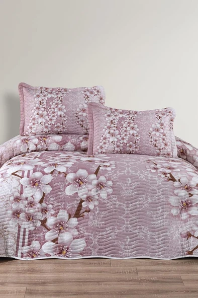 Avena Baskılı Kapitoneli Çift Kişilik Yatak Örtüsü Gül Kurusu ürün görseli