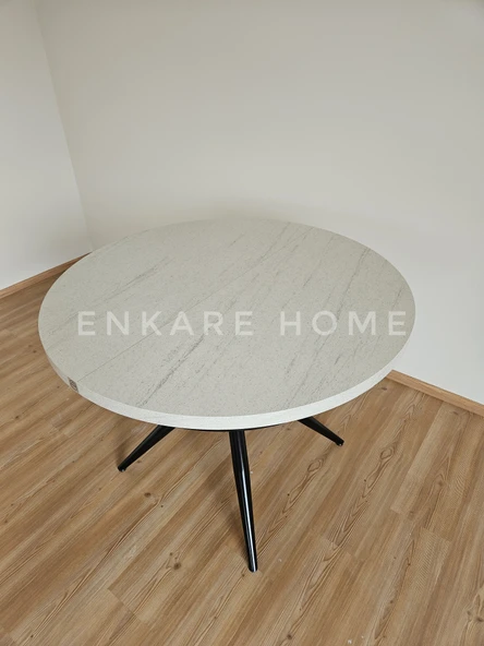 Enkare Oliva Masa - Yuvarlak Açılabilir Mdf Masa - Yenisey, Siyah Ayak - 5