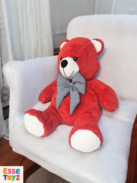 80 cm Kiremit Rengi Oturan Peluş Ayı – Yumuşacık Uyku Arkadaşı | Sevimli Hediye Ayıcık - Resim 3