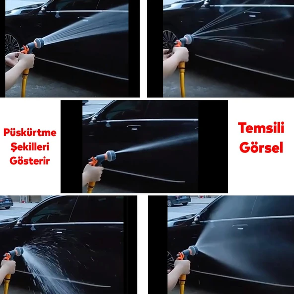 6 Fonksiyonlu Araba Yıkama Bahçe Sulama Temizleme Tabancası Tetikli Ayarlı Tabanca - 4