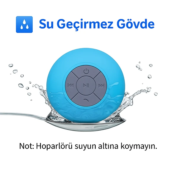 Su Geçirmez Mini Hoparlör Duş Keyfini Müziğe Dönüştür Silikon Vantuzlu Duş Hoparlörü
