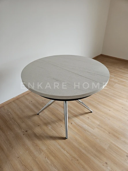 Enkare Oliva Masa - Yuvarlak Açılabilir Mdf Masa - Yenisey, Krom Ayak - 5