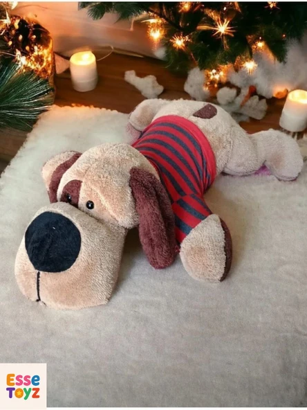 75 cm Tişörtlü Uykucu Köpek Peluş Oyuncak – Yumuşak Uyku Arkadaşı ve Yastık - 3