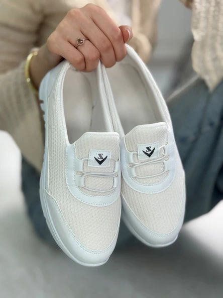 Günlük Kadın Spor Ayakkabı Lastik Bağcık Fileli Hava Alabilen Rahat Kaymaz Taban Sneaker 3005 - 2