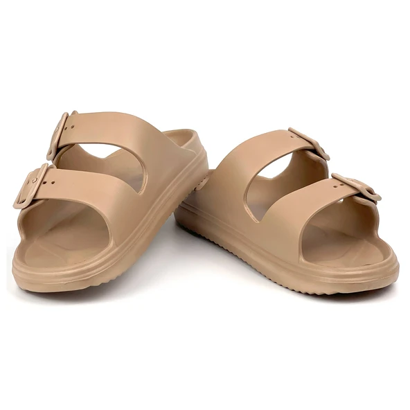 Unisex Vizon Çift Tokalı Kaymaz Taban Ayarlanabilir Hafif Günlük Plaj Terlik - Resim 4