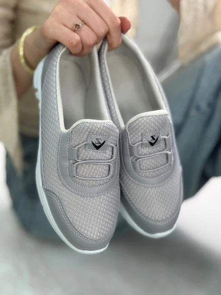 Günlük Kadın Spor Ayakkabı Lastik Bağcık Fileli Hava Alabilen Rahat Kaymaz Taban Sneaker 3005