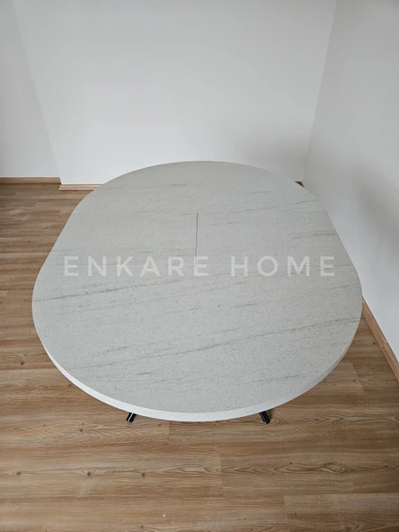 Enkare Oliva Masa - Yuvarlak Açılabilir Mdf Masa - Yenisey, Siyah Ayak - 6