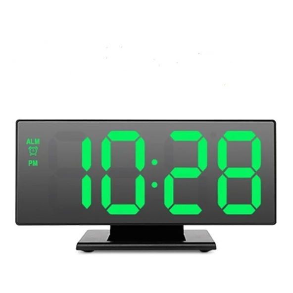 Masaüstü Ayna Çalar Saat Dekoratif LED 12/24 Saat Sıcaklık Modu USB Çalışan Taşınabilir Dijital Saat