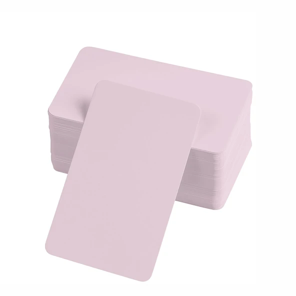 Periboia Boş Kelime Kartları 5x8 cm - 50 Adet Oval Kenarlı | Tabu & Not Kartları - Pembe