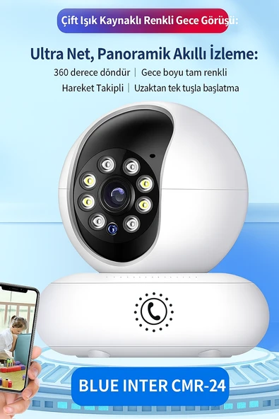 CMR24 Akıllı Güvenlik Kamerası  5G Destekli, 360 Dönebilen, Gece Görüşlü, Çift Yönlü Sesli - 6