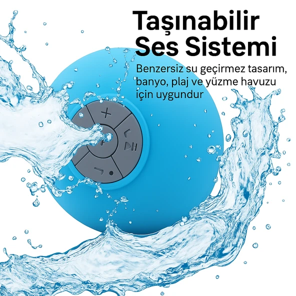 Su Geçirmez Mini Hoparlör Duş Keyfini Müziğe Dönüştür Silikon Vantuzlu Duş Hoparlörü - 5