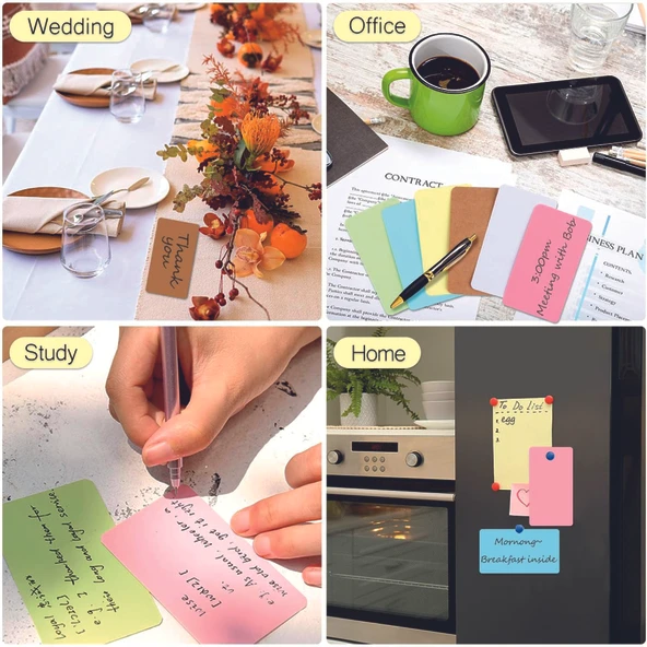 Periboia Boş Kelime Kartları 5x8 cm - 50 Adet Oval Kenarlı | Tabu & Not Kartları - Kraft - 2