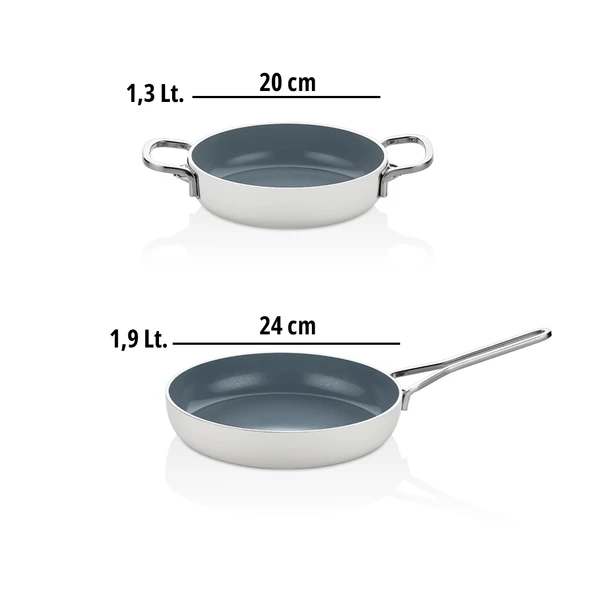 Sera Nova 2 Parça Seramik Tava Sahan Seti  Beyaz - Resim 5