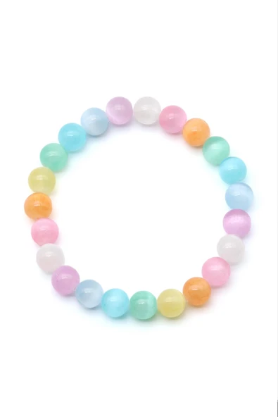 Selenit Doğal Taş Bileklik 8 mm Küre Kesim - Resim 2