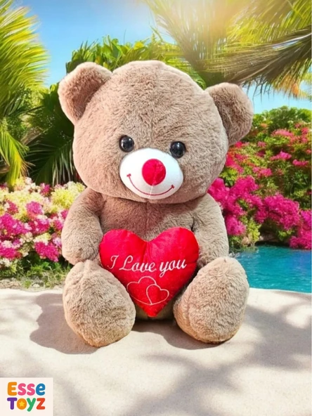 Sevgiliye Özel 35 cm Kahverengi Kalpli Sevimli Ayıcık – Romantik Peluş Hediye ürün görseli