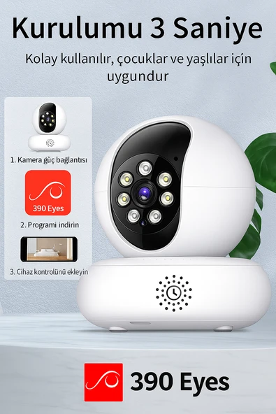 CMR24 Akıllı Güvenlik Kamerası  5G Destekli, 360 Dönebilen, Gece Görüşlü, Çift Yönlü Sesli - 5