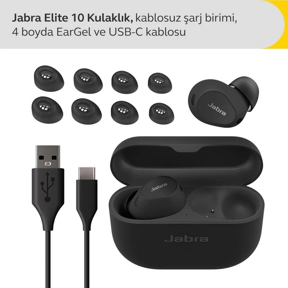 Jabra Elite 10 Kablosuz Kulak İçi Bluetooth Kulaklık Gelişmiş Aktif Gürültü Engelleme, 6 Dahili Mikrofon ve Dolby Atmos Ses - M - 2