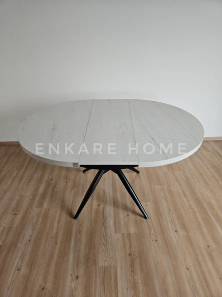 Enkare Oliva Masa - Yuvarlak Açılabilir Mdf Masa - Yenisey, Siyah Ayak - 2