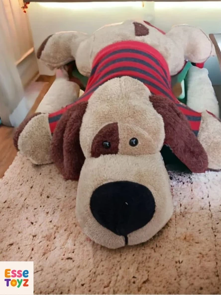 75 cm Tişörtlü Uykucu Köpek Peluş Oyuncak – Yumuşak Uyku Arkadaşı ve Yastık - 1