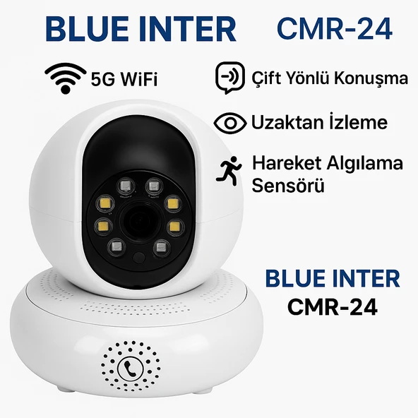 CMR24 Akıllı Güvenlik Kamerası  5G Destekli, 360 Dönebilen, Gece Görüşlü, Çift Yönlü Sesli
