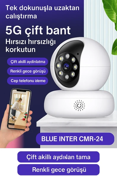 CMR24 Akıllı Güvenlik Kamerası  5G Destekli, 360 Dönebilen, Gece Görüşlü, Çift Yönlü Sesli - 2
